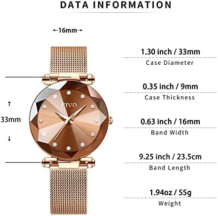 CIVO Watches for Women Stainless Steel: Analog Quartz Wrist Watch Waterproof Mesh - Elegant Ladies Watch Diamond Dial