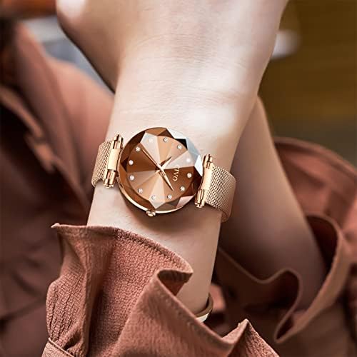 CIVO Watches for Women Stainless Steel: Analog Quartz Wrist Watch Waterproof Mesh - Elegant Ladies Watch Diamond Dial