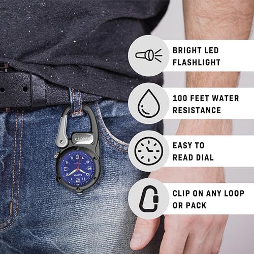 Dakota Mini Clip Microlight, Fob and Pocket Watch, Outdoor Gifts for Men and Women, Use for Fishing Hunting, and More, LED Flashlight, Clip on Watch