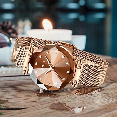 CIVO Watches for Women Stainless Steel: Analog Quartz Wrist Watch Waterproof Mesh - Elegant Ladies Watch Diamond Dial