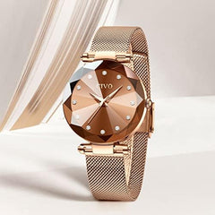CIVO Watches for Women Stainless Steel: Analog Quartz Wrist Watch Waterproof Mesh - Elegant Ladies Watch Diamond Dial