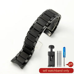 Watch Strap Men's Wrist for Armani Frosted Ceramics Watches Accessories Ar1451 1452 Black Curved Interface Waterproof 22 24mm