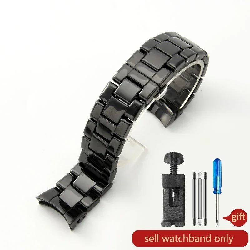 Watch Strap Men's Wrist for Armani Frosted Ceramics Watches Accessories Ar1451 1452 Black Curved Interface Waterproof 22 24mm