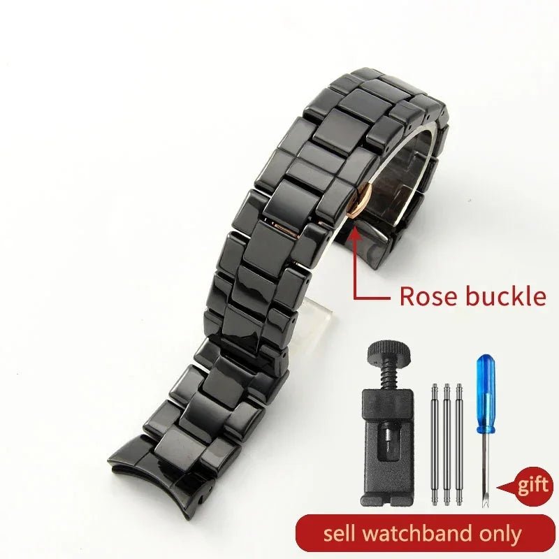Watch Strap Men's Wrist for Armani Frosted Ceramics Watches Accessories Ar1451 1452 Black Curved Interface Waterproof 22 24mm