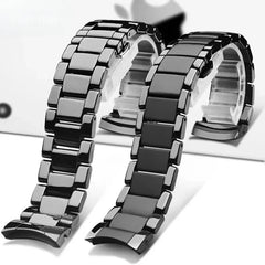 Watch Strap Men's Wrist for Armani Frosted Ceramics Watches Accessories Ar1451 1452 Black Curved Interface Waterproof 22 24mm