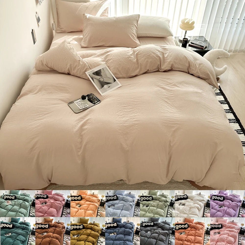 Premium Washed Cotton Bedding Set - Queen/King Size - Chic Cart