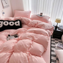 Premium Washed Cotton Bedding Set - Queen/King Size - Chic Cart