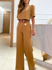 2023 Summer 2 Piece Sets Women Casual Crop Top T Shirt Outfit Long Pant Sets Tracksuit Two Piece Set Korean Fashion Clothing - Chic Cart