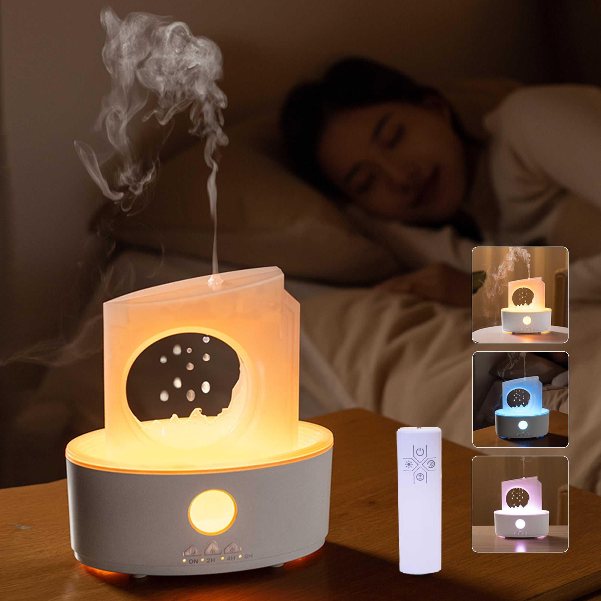 ATNSDPB Essential Oil Diffuser with Raindrop Effect,300ml Night Light Humidifier,Scent Diffuser for Home & Office, 3 Light Colors,Timed & Auto Shut - Off（Remote Control）Difusor de Aromas para Casa (White) - Chic Cart