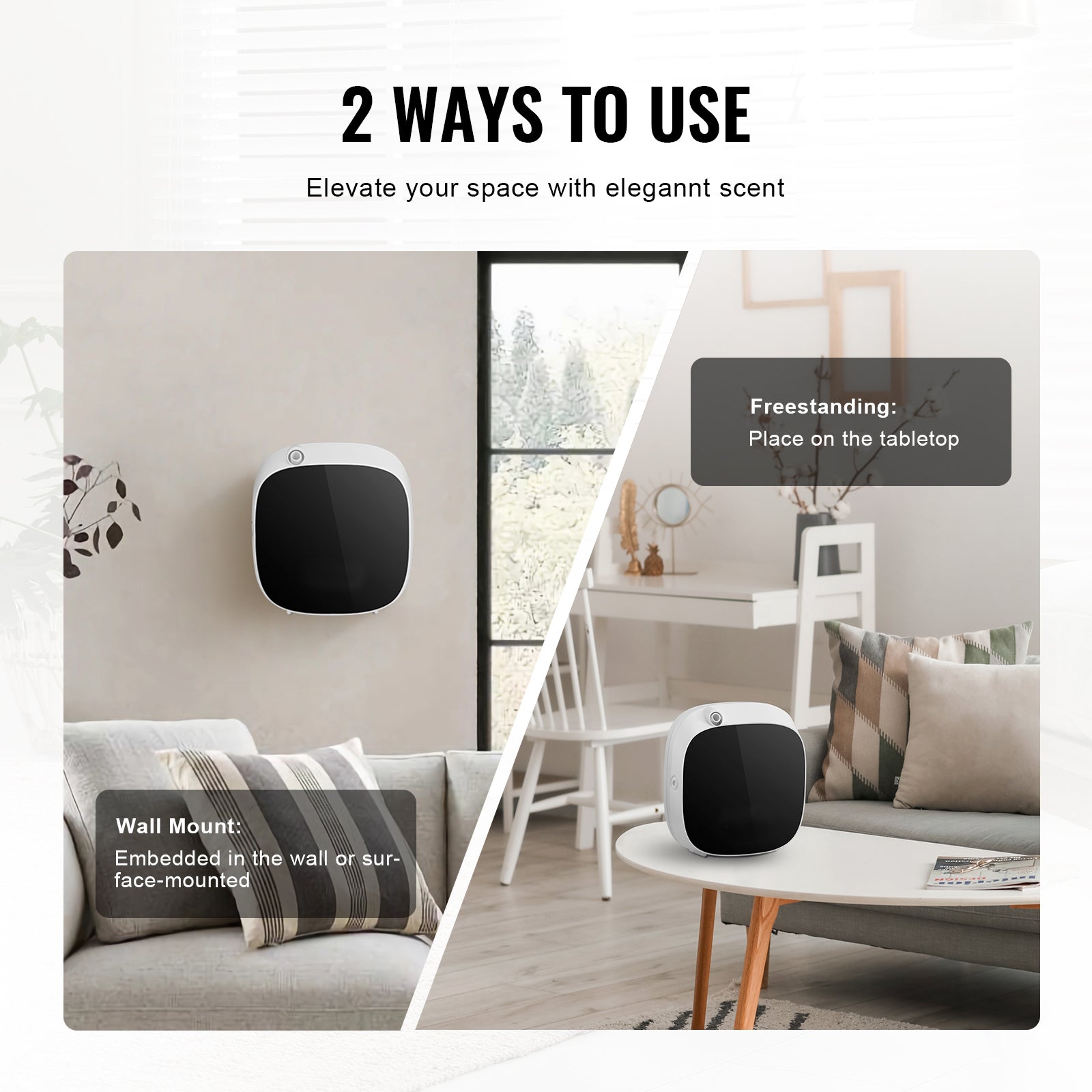 VEVOR Scent Air Machine for Home, 100ML with Cold Air Technology, Waterless Smart Essential Oil Diffuser with USB & Battery Powered, Cover Up to 1000 Sq.Ft for Living Room, Bath Room, Spa - Chic Cart