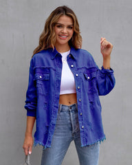 Fashion Ripped Shirt Jacket Female Autumn And Spring Casual Tops Womens Clothing - Chic Cart