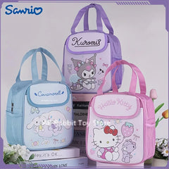 Sanrio Insulated Lunch Bag Hello Kitty Kuromi Cinnamoroll Printed Canvas Bento Bag Reusable Zipper Closure Handy Bag Kid Gifts - Chic Cart