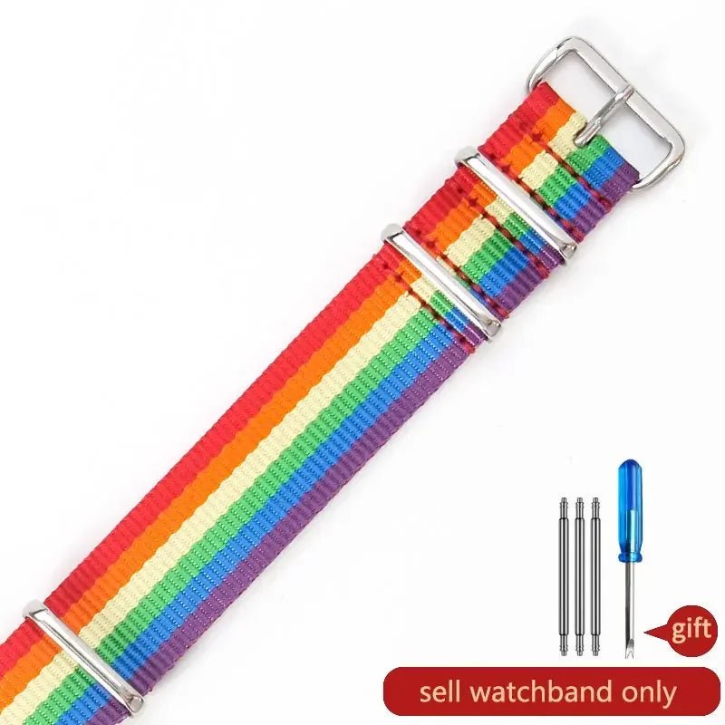 For Dw Seiko Omega Rudder Tissot Quick - Speed Armani Seagull Ck Watches Accessories Women Nylon Canvas Men Hoop Watchbands