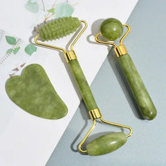 Natural Jade Roller Face Gua Sha Natural Stone Body Neck Massager Acupoint Eye Care Spa Massage Tools Massage Visage Lifting - Chic Cart