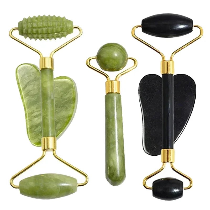 Natural Jade Roller Face Gua Sha Natural Stone Body Neck Massager Acupoint Eye Care Spa Massage Tools Massage Visage Lifting - Chic Cart