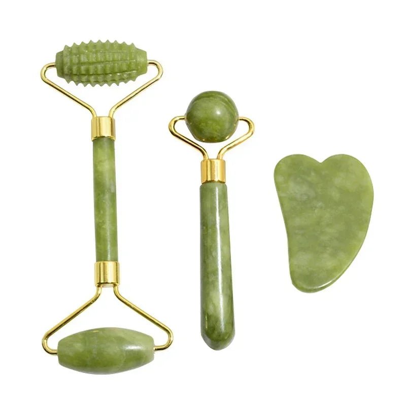 Natural Jade Roller Face Gua Sha Natural Stone Body Neck Massager Acupoint Eye Care Spa Massage Tools Massage Visage Lifting - Chic Cart