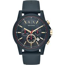 ARMANI EXCHANGE OUTERBANKS WATCH AX7105 Chrono Silicone Black - NEW