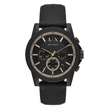 ARMANI EXCHANGE OUTERBANKS WATCH AX7105 Chrono Silicone Black - NEW