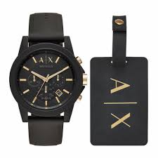 ARMANI EXCHANGE OUTERBANKS WATCH AX7105 Chrono Silicone Black - NEW