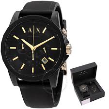 ARMANI EXCHANGE OUTERBANKS WATCH AX7105 Chrono Silicone Black - NEW