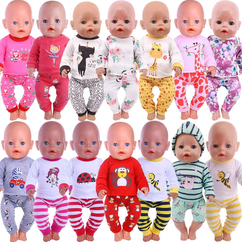 2 Pcs/Set=Shirts + Pants Doll Clothes Accessories For Born Baby 43cm Items & 18 Inch American Doll Girl's Toys & Our Generation - Chic Cart